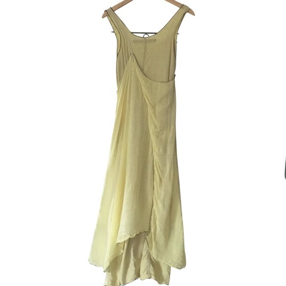 Cynthia Ashby Yellow Linen Layered Asymmetrical Dress XS Flowy Artwear Lagénlook - Picture 2 of 8